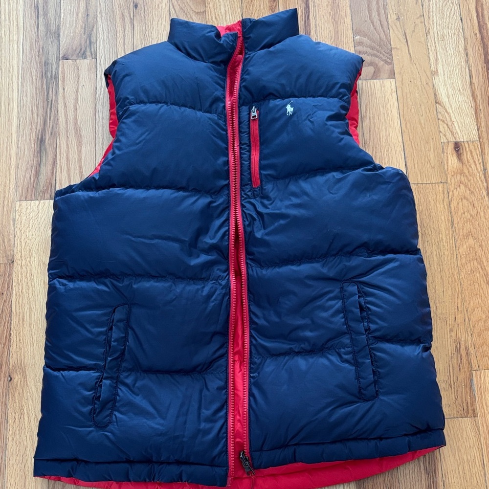 Kids Polo Reversible Navy and Red Puffer Vest